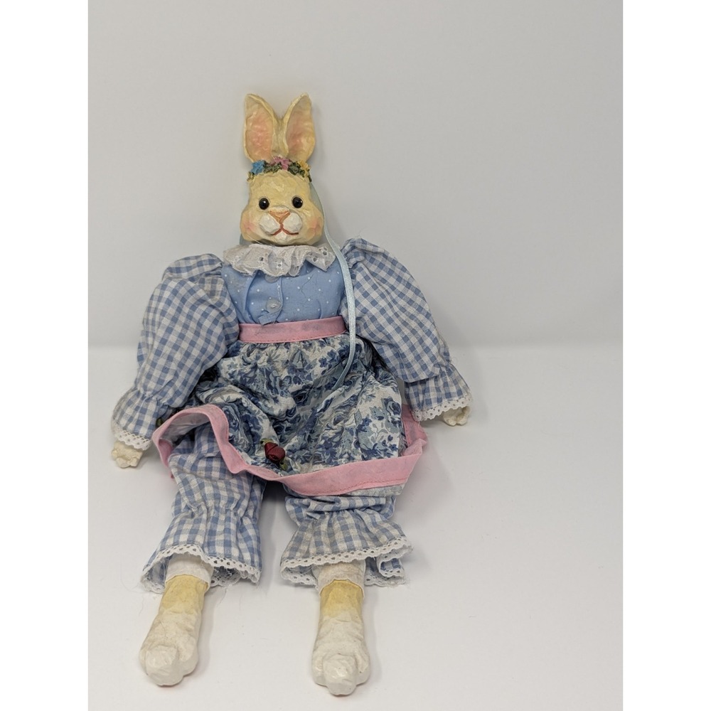 Avon Vintage Sculpture Figure‎ Easter Bunny Rabbit Blue and white outfit